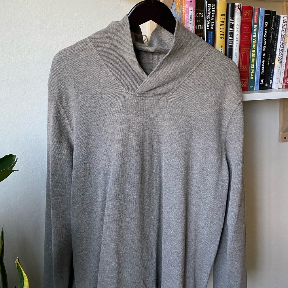 J. Crew shawl collar sweater, cotton, size Large